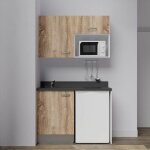 Kitchenette k07l - 120 cm - emplacements frigo top et micro - ondes - bois - nero - vier  gauche