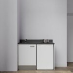 Kitchenette k08l - 120 cm avec plan monobloc et emplacement frigo top - blanc - nero - �vier � gauche ...