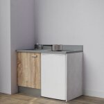 Kitchenette k08l - 120 cm avec plan monobloc et emplacement frigo top - bois - cromo - évier à gauche ... Kitchenette k08l - 120 cm avec plan monobloc et emplacement frigo top - bois - cromo - évier à gauche ...