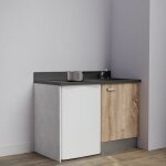 Cuisibane - kitchenette k08l - 120 cm avec plan monobloc et emplacement frigo top - bois - nero - vier ...
