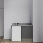 Kitchenette k08l - 120 cm avec plan monobloc et emplacement frigo top - gris - cromo - évier à droite ... Kitchenette k08l - 120 cm avec plan monobloc et emplacement frigo top - gris - cromo - évier à droite ...