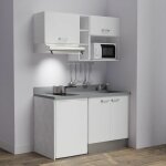 Kitchenette k13l - 140 cm - emplacements frigo, hotte et micro - ondes - blanc - cromo - évier à droite ... Kitchenette k13l - 140 cm - emplacements frigo, hotte et micro - ondes - blanc - cromo - évier à droite ...