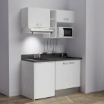 Kitchenette k13l - 140 cm - emplacements frigo, hotte et micro - ondes - blanc - nero - �vier � droite ...
