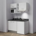 Kitchenette k13l - 140 cm - emplacements frigo, hotte et micro - ondes - blanc - nero - vier  gauche ...
