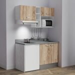 Kitchenette k13l - 140 cm - emplacements frigo, hotte et micro - ondes - bois - cromo - vier  droite ...