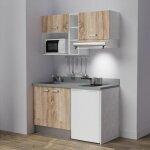 Kitchenette k13l - 140 cm - emplacements frigo, hotte et micro - ondes - bois - cromo - vier  gauche ...