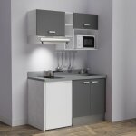 Kitchenette k13l - 140 cm - emplacements frigo, hotte et micro - ondes - gris - cromo - vier  droite ...