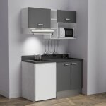 Kitchenette k13l - 140 cm - emplacements frigo, hotte et micro - ondes - gris - nero - vier  droite ...