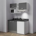 Kitchenette k13l - 140 cm - emplacements frigo, hotte et micro - ondes - gris - nero - vier  gauche ...