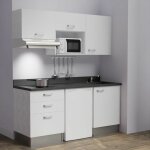 Cuisibane - kitchenette k20l - 180 cm - emplacements frigo, micro - ondes et hotte - blanc - nero - vier ...