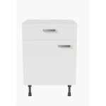 Cuisibane - meuble de cuisine bas - 1 porte + 1 tiroir - 60 cm - blanc