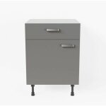 Cuisibane - meuble de cuisine bas - 1 porte + 1 tiroir - 60 cm - gris