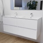 Cuisibane - meuble double vasque 120 cm rosaly - blanc - plan vasque en cramique
