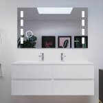 Meuble double vasque 140 cm rosaly avec miroir excellence - blanc - vasque en rsine