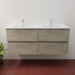 Meuble double vasque inox 120 cm rosinox - bois - plan vasque en cramique