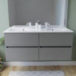 Meuble double vasque inox 120 cm rosinox - gris - plan vasque en rsine