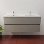 Meuble double vasque inox 120 cm rosinox - gris - plan vasque en cramique