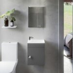 Meuble lave - mains safia avec vasque et miroir - gris