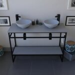 Meuble salle de bain 120 cm avec deux vasques à poser structura - gris Meuble salle de bain 120 cm avec deux vasques à poser structura - gris