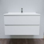 Meuble vasque l 90cm p 55cm romy - blanc brillant Meuble vasque l 90cm p 55cm romy - blanc brillant