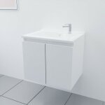 Meuble salle de bain suspendu 60 cm proline - blanc - plan vasque en rsine