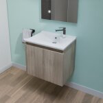 Meuble salle de bain suspendu 60 cm proline - bois - plan vasque en rsine