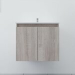 Meuble salle de bain suspendu 70 cm proline - bois - plan vasque en rsine
