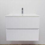 Meuble salle de bain suspendu 70 cm rosaly - blanc - plan vasque en c�ramique