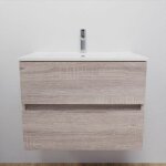 Meuble salle de bain suspendu 70 cm rosaly - bois - plan vasque en cramique