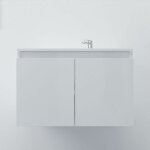 Meuble salle de bain suspendu 80 cm proline - blanc - plan vasque en rsine