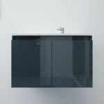 Meuble salle de bain suspendu 80 cm proline - gris - plan vasque en rsine