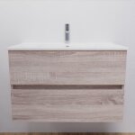 Meuble salle de bain suspendu 80 cm rosaly - bois - plan vasque en cramique