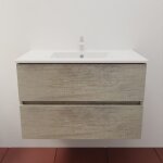 Meuble salle de bain suspendu tout inox 80 cm rosinox - bois - plan vasque en céramique Meuble salle de bain suspendu tout inox 80 cm rosinox - bois - plan vasque en céramique