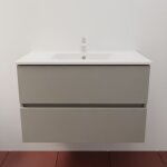 Meuble salle de bain suspendu tout inox 80 cm rosinox - gris - plan vasque en céramique Meuble salle de bain suspendu tout inox 80 cm rosinox - gris - plan vasque en céramique