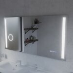 Cuisibane - miroir led avec antibu�e, loupe et horloge duetto - 140 x 70 cm