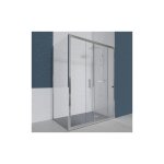 Paroi de douche d'angle avec porte coulissante + retour fixe nerina - 120x80 cm