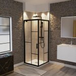 Paroi de douche d'angle avec porte pivotante 80x80 atelia