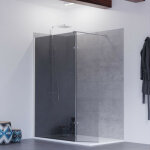 Cuisibane - paroi de douche miroir effet fum� 120 + 40 cm psyche avec volet pivotant - verre 8mm