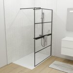 Cuisibane - paroi de douche noir mat avec porte - serviette et tablette darky 120 cm