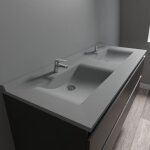 Cuisibane - plan double vasque en rsine de synthse gris resiplan - 140 cm