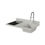 Plan de travail monobloc planiquartz avec évier - 100 cm - snova - évier à droite - plaque de cuisson ... Plan de travail monobloc planiquartz avec évier - 100 cm - snova - évier à droite - plaque de cuisson ...