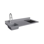 Plan de travail monobloc planiquartz avec vier - 140 cm - cromo - vier  gauche - plaque de cuisson ...