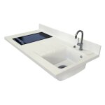 Plan de travail monobloc planiquartz avec vier - 120 cm - snova - vier  droite - plaque de cuisson ...