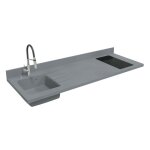 Plan de travail monobloc planiquartz avec évier - 180 cm - cromo - évier à gauche - plaque de cuisson ... Plan de travail monobloc planiquartz avec évier - 180 cm - cromo - évier à gauche - plaque de cuisson ...