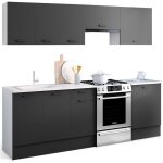 Idmarket - cuisine compl�te 240 cm subtil avec plan de travail 7 �l�ments blanc et gris