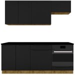 Cuisine compl�te isya 6 �l�ments couleur noir / ch�ne artisan - longueur 200 / 200 cm