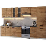 Cuisine compl�te jolly bois ch�ne 320 cm avec colonne et vitrine 8 �l�ments