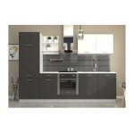 Cuisine complete - m�lamin� d�cor graphite - l 270 x p 60 x h 200 cm - plan de travail 210 cm - cuisinier ...