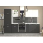 Cuisine complete - m�lamin� d�cor graphite - l 270 x p 60 x h 200 cm - plan de travail 210 cm - cuisinier ...