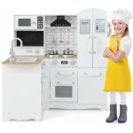 Cuisine enfant � bois, jouet de cuisine avec r�frig�rateur, �vier, micro - ondes, cuisini�re, ustensiles ...